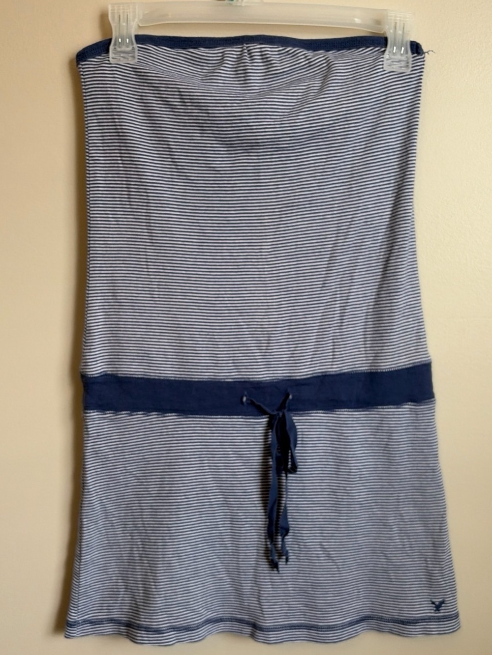 American Eagle Outfitters Navy & White Striped Bandeau Dress
